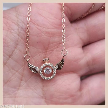 Rose Gold Angel Wings Pendant  Necklace